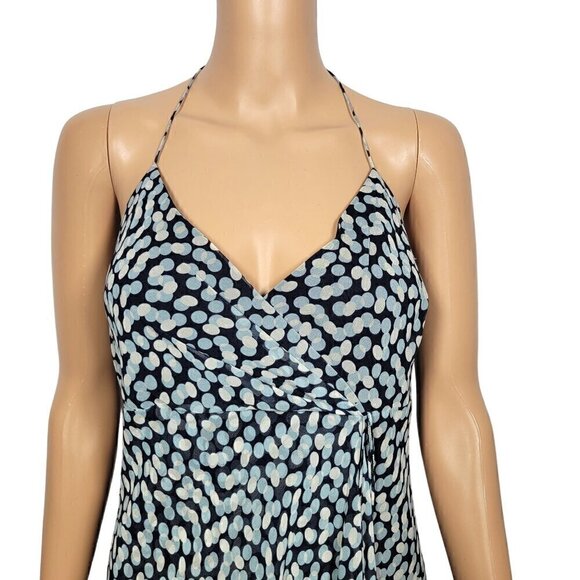 Banana Republic Women's 100% Silk Midi Length Faux Wrap Polka Dot Dress Size 16 - Picture 2 of 12